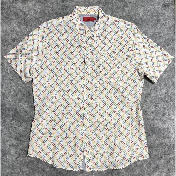 Project Red Paper Clip Allover Print Shirt Men's XL Multi Button Up Cotton - Picture 1 of 16